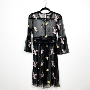 Romeo & Juliet Black Floral Embroidered See Through Dress / Top Layer